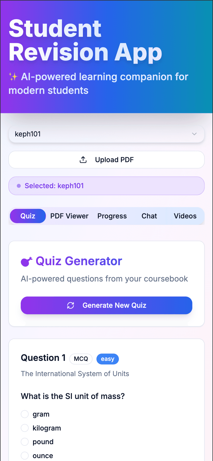Student Revision App